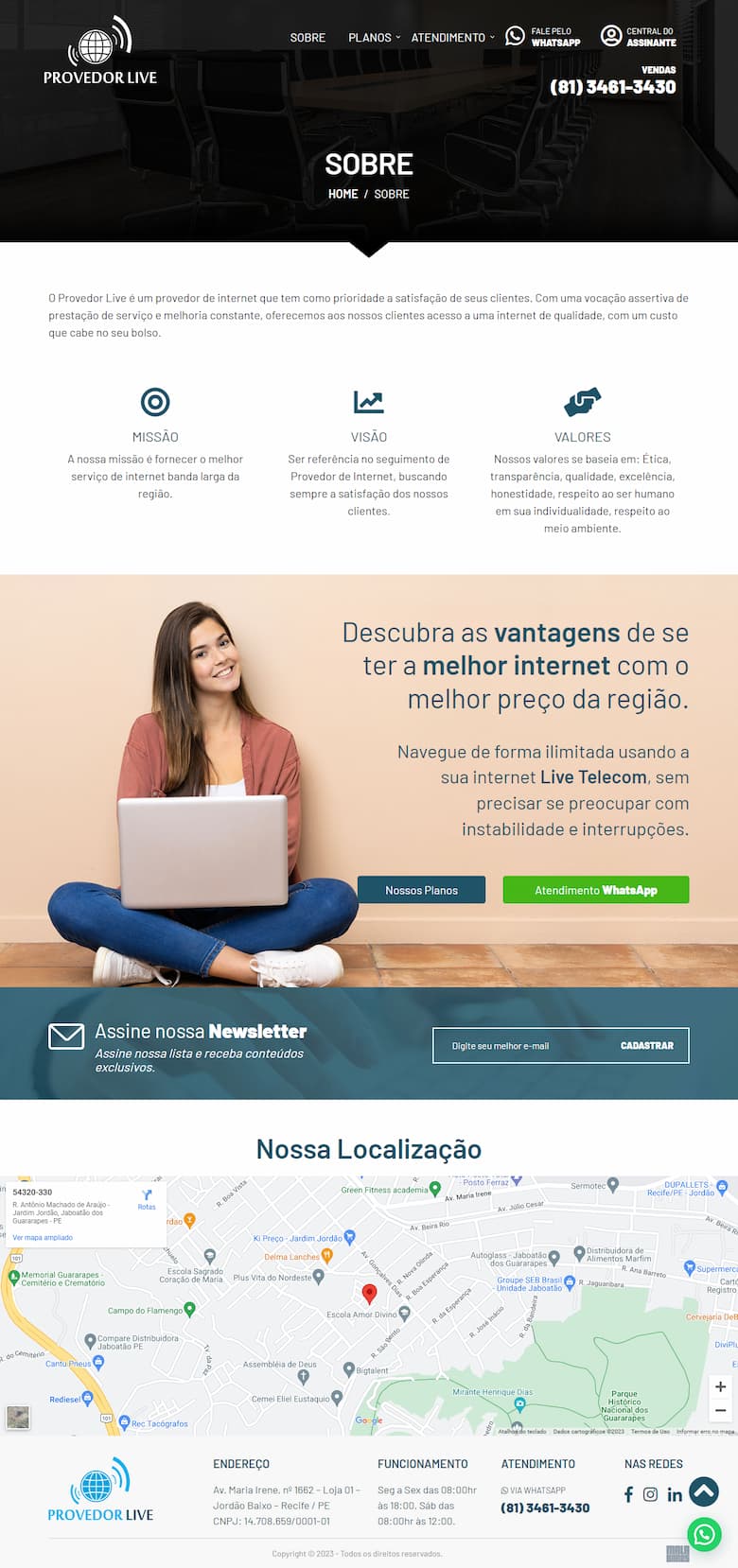 Imagem layout: Provedor Live