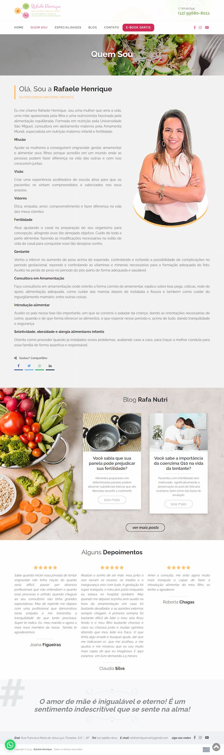 Imagem layout: Rafanutri – Nutricionista materno infantil