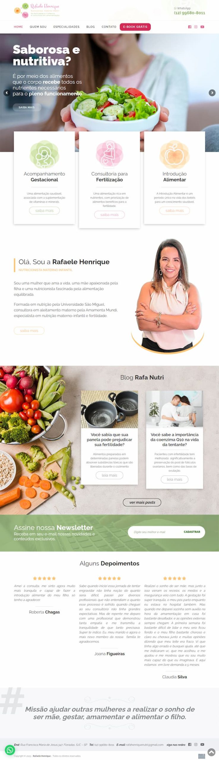 Imagem layout: Rafanutri – Nutricionista materno infantil
