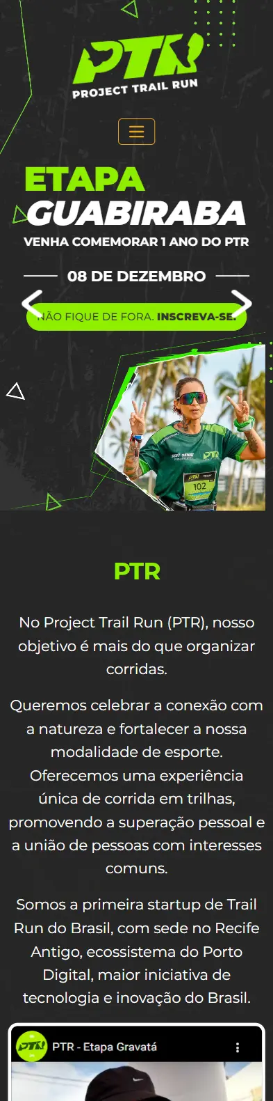 Imagem layout: PTR – PROJECT TRAIL RUN