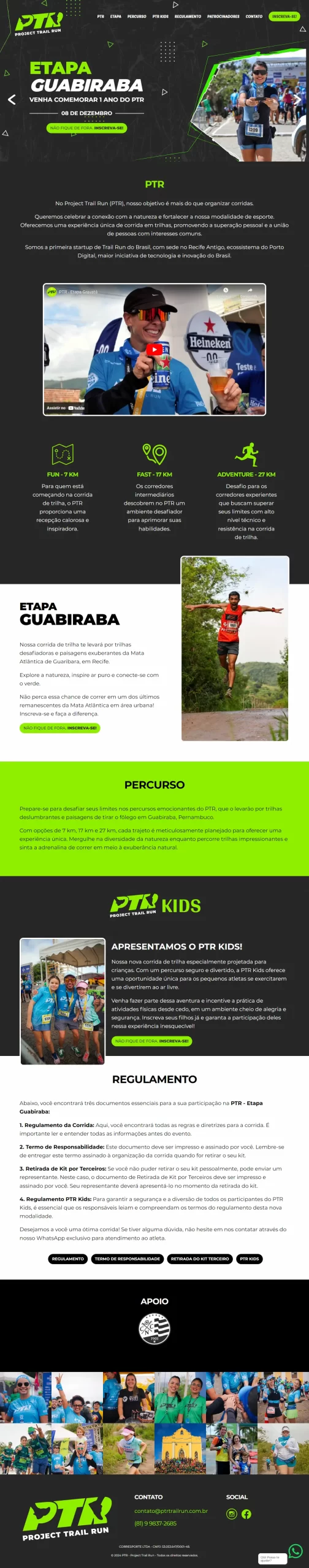 Imagem layout: PTR – PROJECT TRAIL RUN