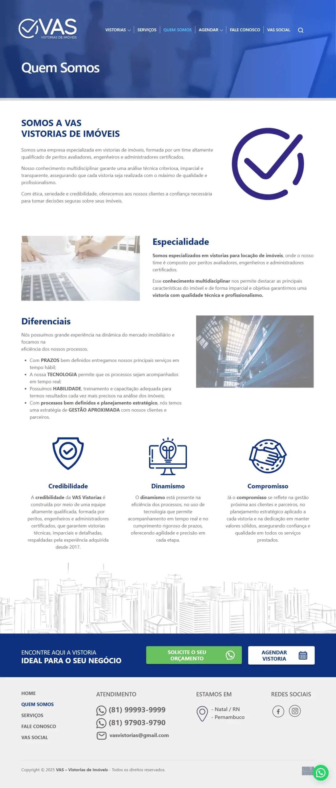 Imagem layout: VAS – Vistorias de Imóveis