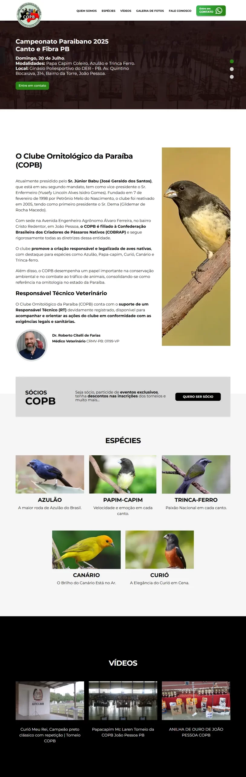 Imagem layout: COPB – CLUBE ORNITOLÓGICO DA PARAÍBA