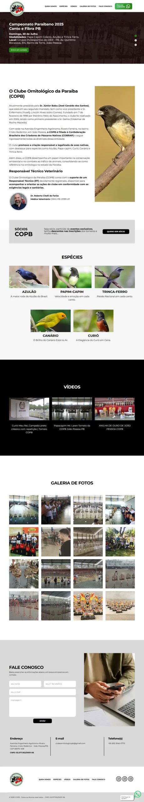 Imagem layout: COPB – CLUBE ORNITOLÓGICO DA PARAÍBA